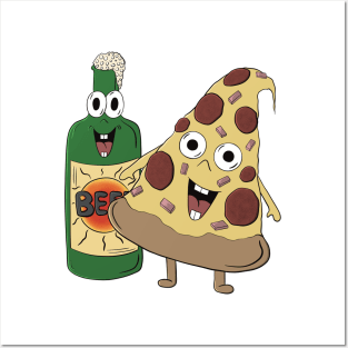 Bob The Beer And Patrick Pizza - Pizza and Beer illustration Posters and Art